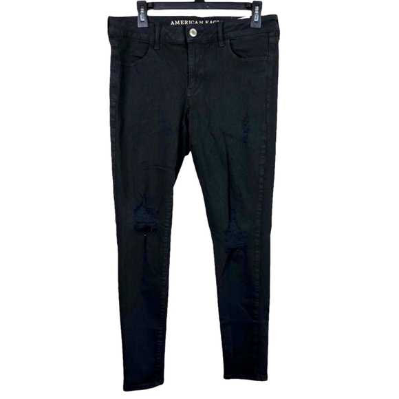 American Eagle Outfitters Denim - American Eagle Black Distressed Busted Knee Super Stretch Jegging Jeans Size 10